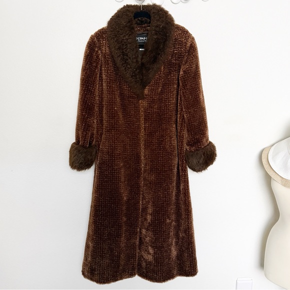Vintage Olympia Limited Inc Faux Fur Trim Long Coat - Picture 9 of 9